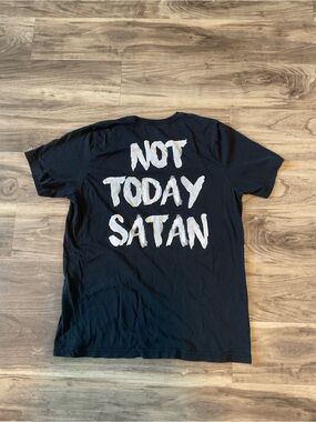 Native Black Short Sleeve Tee with White "Not Today Satan" Graphic